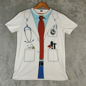 Funny World Shirt Mens 2XL White‎ Doctor Print Short Sleeve